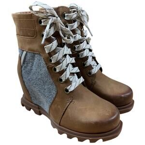 Sorel Joan Of Arctic Wedge Taffy Gum II Brown/Grey Women's Sz 5 New Without Box
